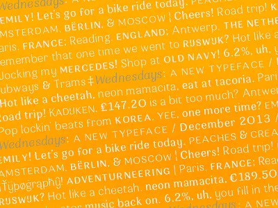 Wednesdays font orange sheet specimen type typography wednesday
