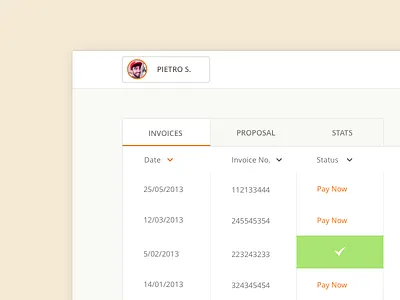 Invoice System board dashboard invoice menu outstanding total ui widget