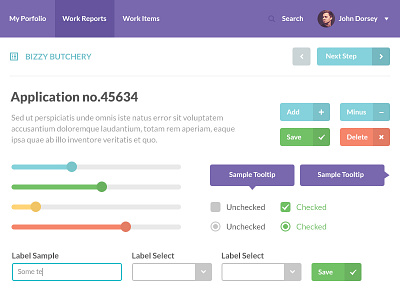 UI Elements button dashboard flat flat design flatui header inputs isoflow tooltip ui user