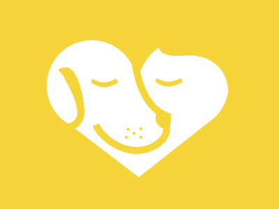 I love dogs! branding design dog flat heart identity ios logo logotype love sign yellow