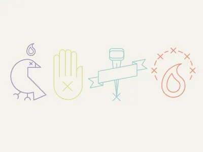 Religion Icons dove flame icons nail religion