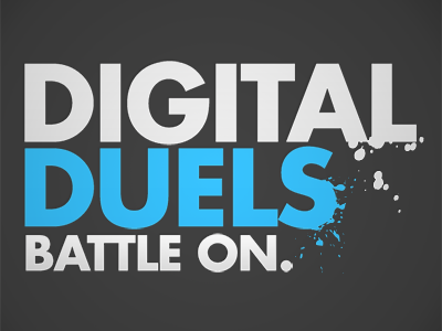 Digital Duels Logo futura logo logo design splatter typography