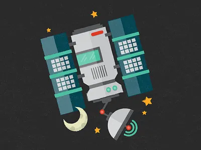 Satellite illustration moon satellite solar space stars system textured vector