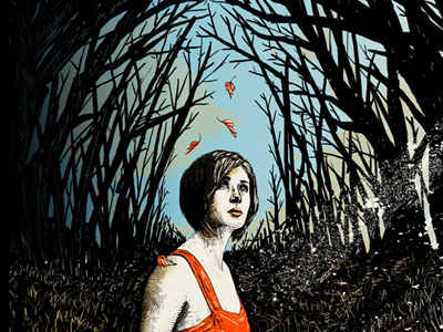 Gigposter diy fall folk girl screenprint woods