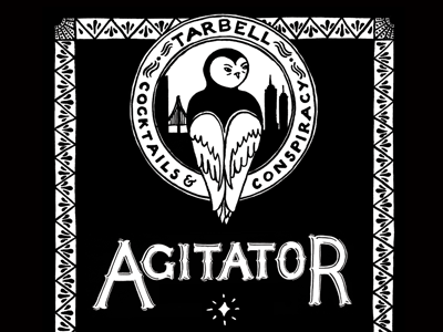 Membership Card Backing bar lettering pattern pen and ink
