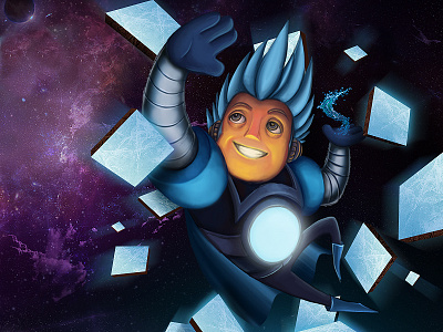 ICE MAN Charater Design for MindLab Brazil :D app character fire galaxy game ice iceman planets power space superman water