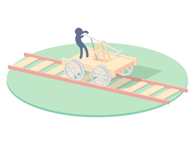 Escape on rails animation flat gif illustration loop railway vector