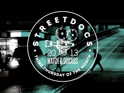 Streetdocs black and white camera circle logo design overlay typography