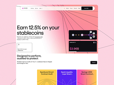 Transparent Stablecoin Savings Platform blockchain ux clean typography crypto finance crypto lending defi platform financial security interactive visuals intuitive navigation minimalistic layout modern design motion design no slippage fees responsive interface smart contract audit stablecoin savings transparent rates tvl dashboard user friendly ui ux ui web3 design