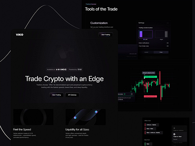 VIKO - Crypto Trading Platform animation chart display cryptocurrency dark theme finance tools interface design landing page landing page design modern speed trading trading ui ui design ui ux ux design web 3 web design web ui web ux website