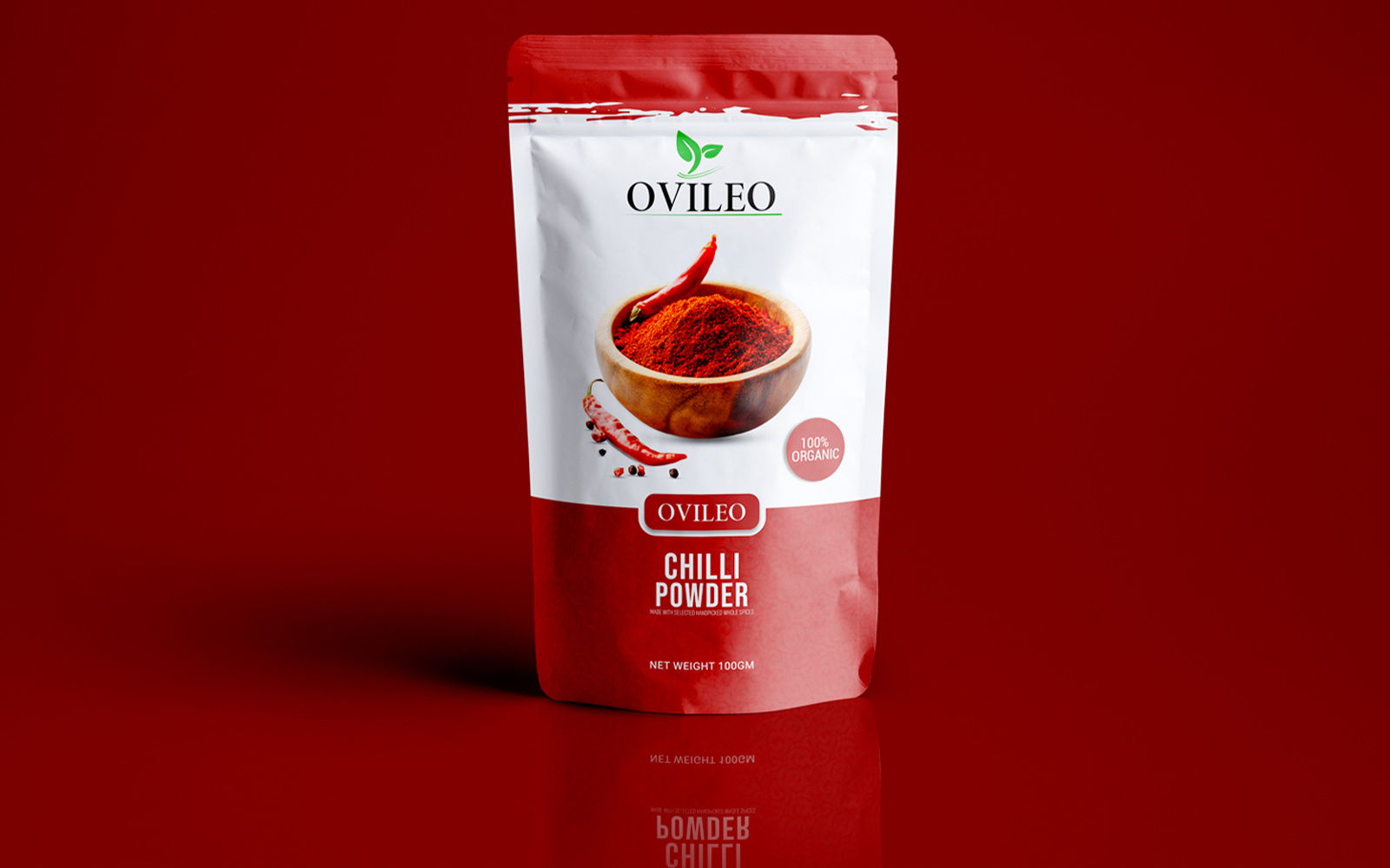 Organic Chilli Powder Packaging Design pepper powder.