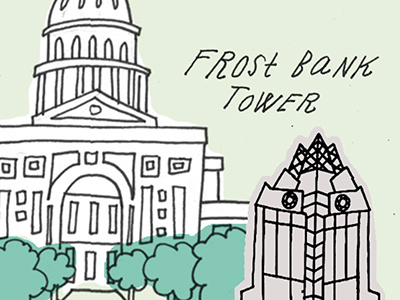 Austin map austin frost bank tower map illustration state capitol
