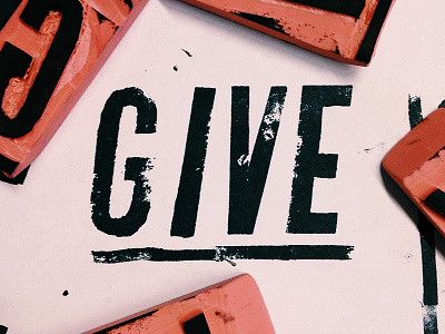 Give eraser lettering stamp typography