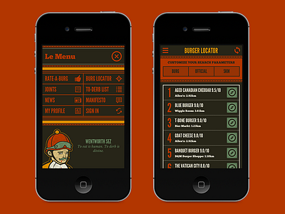 Burger Derby App app burgers derb food iphone ornate ui ux