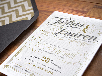 Wedding Invitation letter press lettering script typography wedding invitation