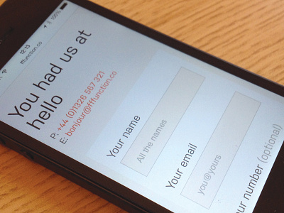 Hello contact fffunction form mobile web