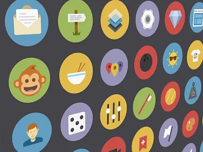 Flatties Promo Shot 2 colourful cool flat flatties friendly glyph icon icons simple vol