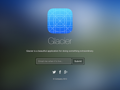 Glacier - Landing Page blur bootstrap css3 html ios landing page newsletter web design website
