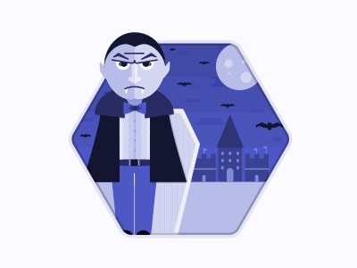 Dracula badge bat bats castle dracula halloween illustration moon villain