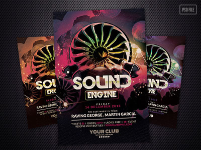 Sound Engine Flyer dark egine electro flyer music flyer party party engine party flyer poster design psd stylewish template