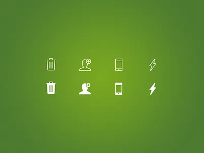 Line Icons add user flash glyph green icon icons ios iphone line icons smartphone trash white