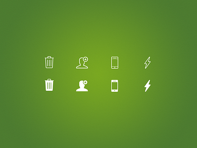 Line Icons add user flash glyph green icon icons ios iphone line icons smartphone trash white