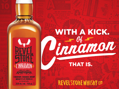 Revel Stoke Cinnamon Whisky Label canada cinnamon horns illustration label logo revel stoke type whisky