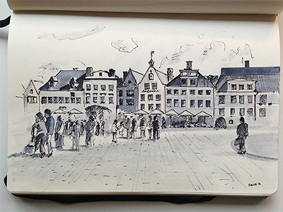 Town square sketch