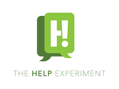 The Help Experiment Logo exclamation flat green help jon acuff logo simple speech start experiment type