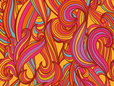 Waves Fire flat floral marushabelle print seamless skull vector