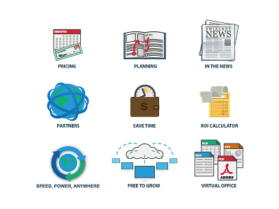 Spot Illustrations for Swizznet calculator growth illustrations news office planning pricing roi spot swizznet time virtual