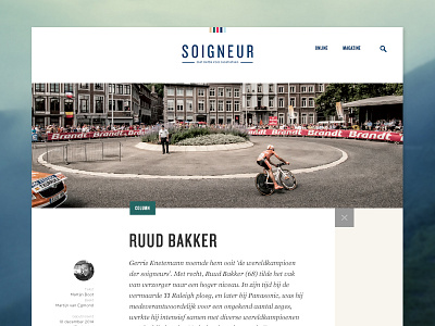 Post overview Soigneur Magazine article blog cycling layout magazine post read ux web