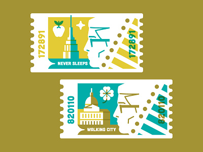 Two Towns Tickets apple boston empire state building illustration nyc shamrock städte tickets vector vektorgrafik