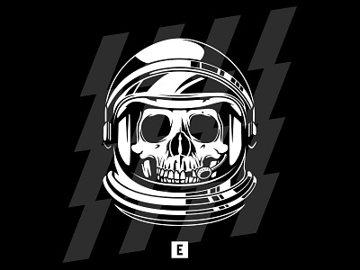 Skull Helmet astronaut black bolt grey helmet illustration lightning mic skull space white