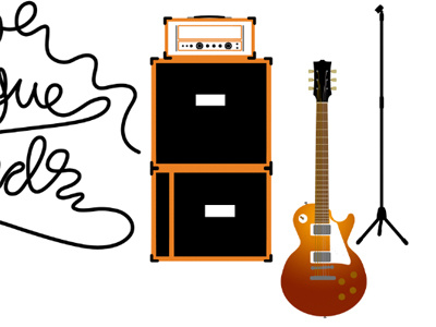 Amp, Les, Stand & Cable amps digital digital illustration equpitment graphic illustration intrument les paul music stand