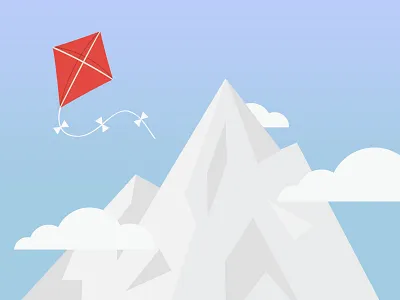 Mountain & Kite Illustration clouds flat horizon illustration kite mountain sky vector