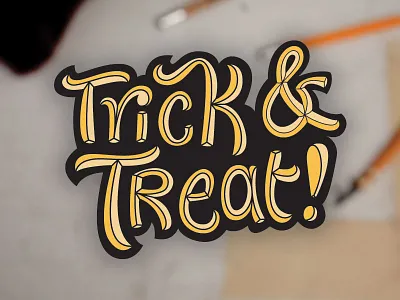 Trick & Treat ampersand halloween lettering sticker vector