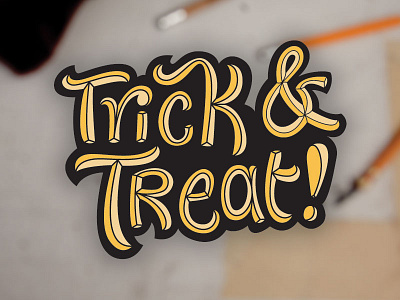 Trick & Treat ampersand halloween lettering sticker vector