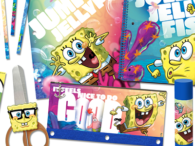 SpongeBob Walgreens Stationary for "Back-To-School" 2014 board cartoon colorful cute design illustration mock up packaging product design products spongebob stationary