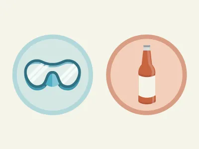 Activity Badges badge beer flat glyph illustration pastel scuba