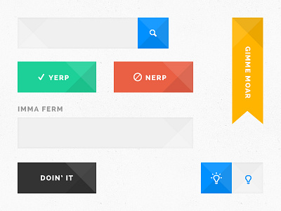 Faceted UI buttons flat design form geometric primary ribbon search toggle ui