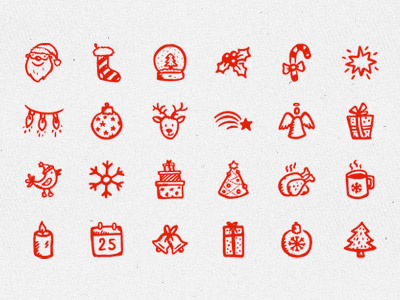 Merry Icons christmas doodle hand drawn holiday icons new year santa sketch snowflake xmas