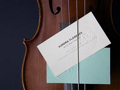 Aurora Florence Feature aurora florence branding business cards embossed monogram music musician typography violin