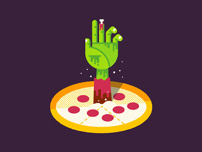 Pizzombie halloween illustration pizza sticker zombie