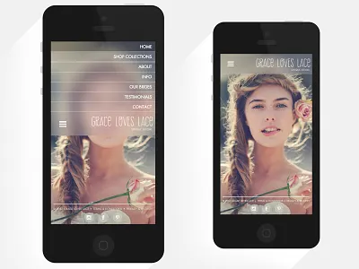 Working on a new responsive version of graceloveslace.com.au blur menu responsive