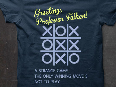 A strange game blue design font game movie nerd toe tshirt type