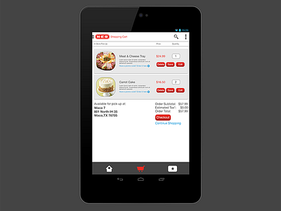 HEB Android NEXUS 7 - shopping cart heb mobile design mobile ui store design ui design