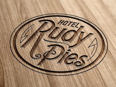 Rudypies dog hotel logo nonprofit red ruddy typography