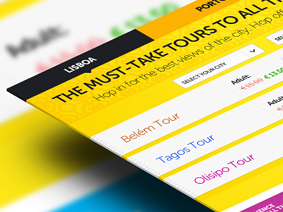 Bus Tour Tickets Form Experience clean experience flat interface settings tickets ui user ux web yellow