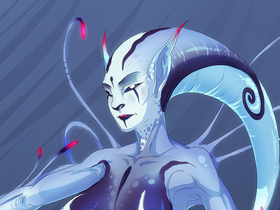 Exotic Alien alien art blue cell ears female ottbettina shading